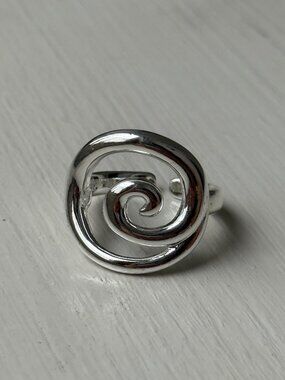 925 Sterling Silver Spiral Ring Adjustable Open Band Minimalist
